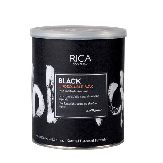 Rica Black Liposoluble Wax for All Skin Types – Contains Vegetable Charcoal and Biological Hemp Oil, Less Redness, Superior Tanning Removal, Moisturising Action on the Skin (800 ml)