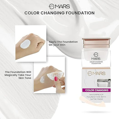 MARS Color Changing Water proof Satin Finish Foundation  (White, 20 ml)