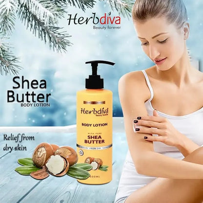 Herbdiva Shea Butter | Body Lotion 500ml | Double Hydration, Enriched With Shea Butter, Relief From Dry Skin