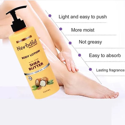Herbdiva Shea Butter | Body Lotion 500ml | Double Hydration, Enriched With Shea Butter, Relief From Dry Skin