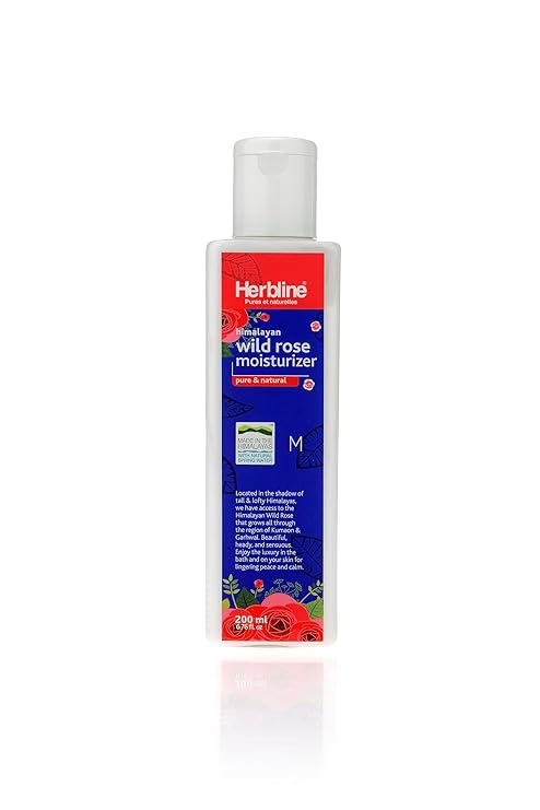 Herbline Wild Rose Moisturizer 200ml | Pure & Natural, With Natural Spring Water | Enriched With Almond Oil & Aloe Vera Extract | For Dry Skin, Paraben free