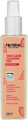 Herbline Tan Clear Cleansing Milk Use it for tan, Dirt, Grime And Make-up Removal | Refreshing For All Skin Type Smooth, Healthy & Brightening 200ml